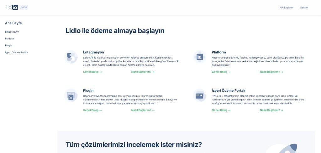 Lidio Lab — Dokümantasyon ve entegrasyon portalı